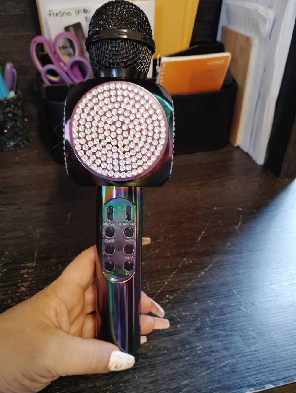 Wireless Karaoke Microphone with Rainbow Metallic Finish Regular Voice Funny
